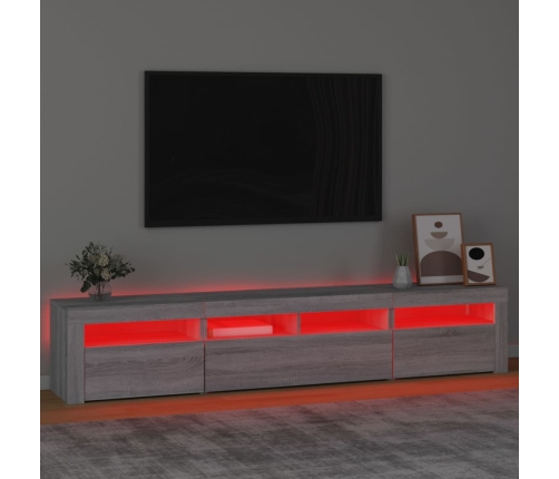 Mueble de TV con luces LED gris Sonoma 210x35x40 cm