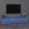 Mueble de TV con luces LED gris Sonoma 210x35x40 cm