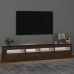 Mueble de TV con luces LED marrón roble 210x35x40 cm