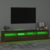 Mueble de TV con luces LED marrón roble 210x35x40 cm