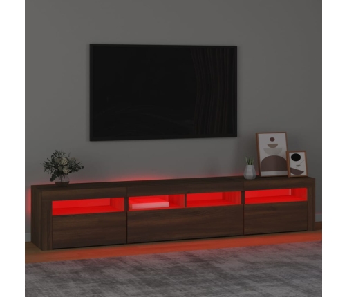 Mueble de TV con luces LED marrón roble 210x35x40 cm