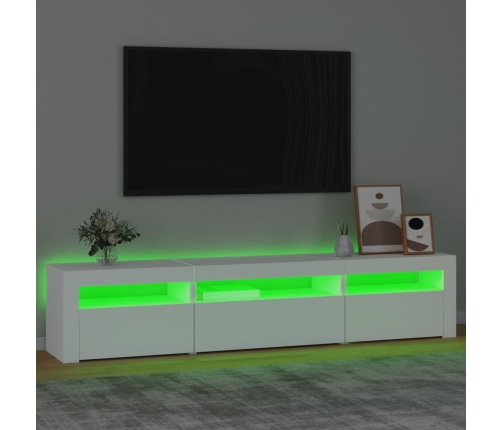 Mueble de TV con luces LED blanco 195x35x40 cm