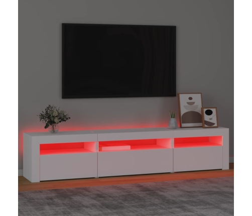 Mueble de TV con luces LED blanco 195x35x40 cm