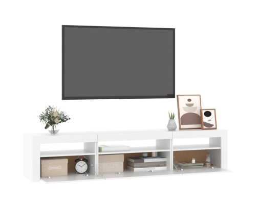 Mueble de TV con luces LED blanco 195x35x40 cm