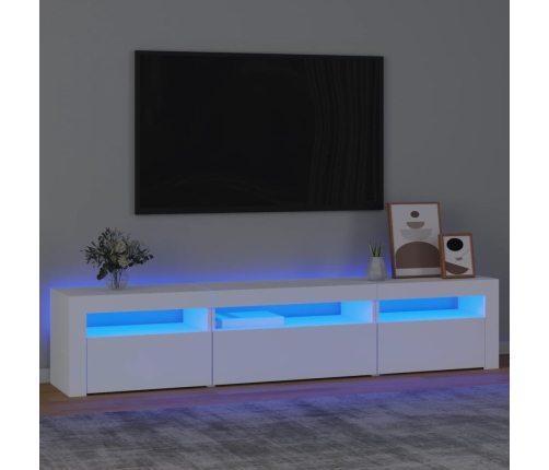 Mueble de TV con luces LED blanco 195x35x40 cm