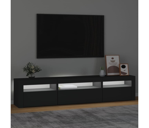 vidaXL Mueble de TV con luces LED negro 195x35x40 cm