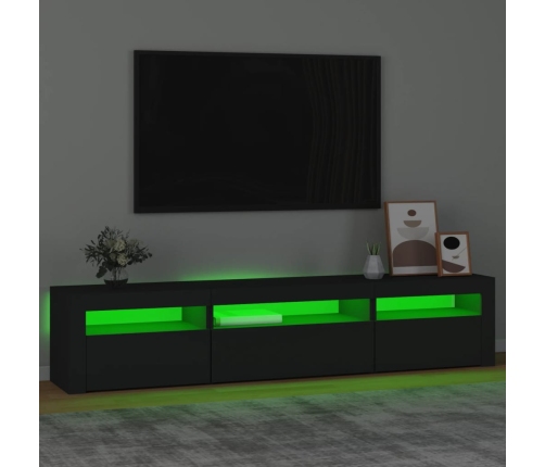 vidaXL Mueble de TV con luces LED negro 195x35x40 cm