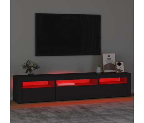 vidaXL Mueble de TV con luces LED negro 195x35x40 cm