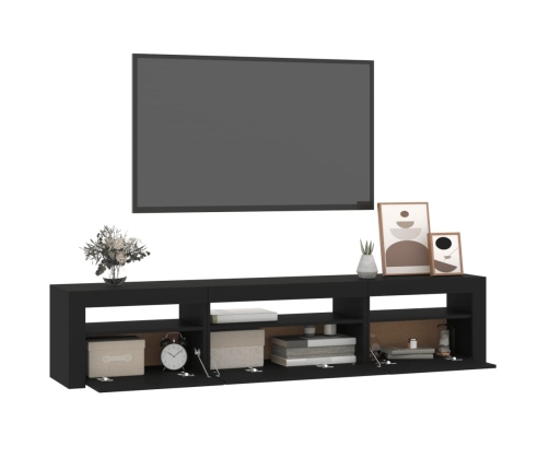 vidaXL Mueble de TV con luces LED negro 195x35x40 cm