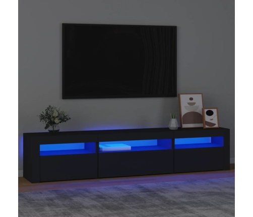 vidaXL Mueble de TV con luces LED negro 195x35x40 cm