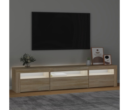 Mueble de TV con luces LED roble Sonoma 195x35x40 cm