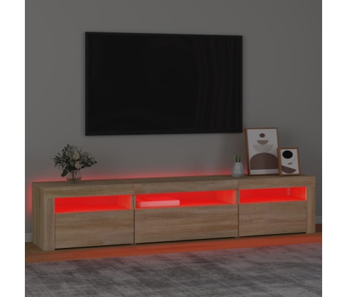 Mueble de TV con luces LED roble Sonoma 195x35x40 cm