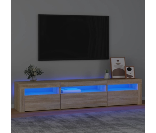 Mueble de TV con luces LED roble Sonoma 195x35x40 cm