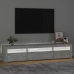 Mueble de TV con luces LED gris hormigón 195x35x40 cm