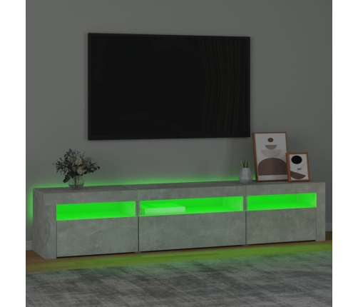 Mueble de TV con luces LED gris hormigón 195x35x40 cm