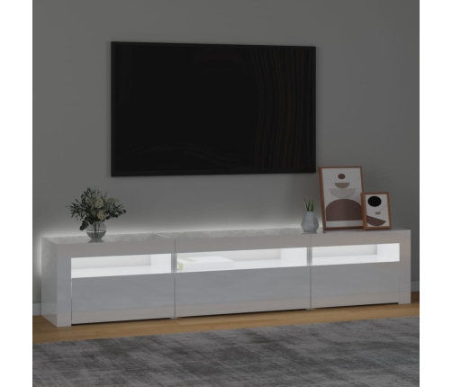 Mueble de TV con luces LED blanco brillante 195x35x40 cm