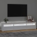 Mueble de TV con luces LED blanco brillante 195x35x40 cm