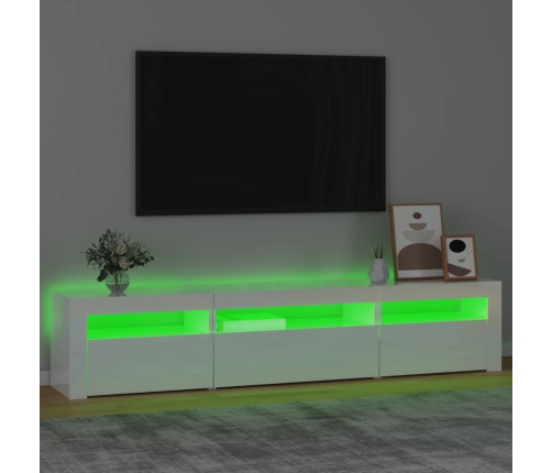 Mueble de TV con luces LED blanco brillante 195x35x40 cm