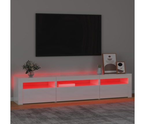 Mueble de TV con luces LED blanco brillante 195x35x40 cm