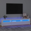 Mueble de TV con luces LED blanco brillante 195x35x40 cm