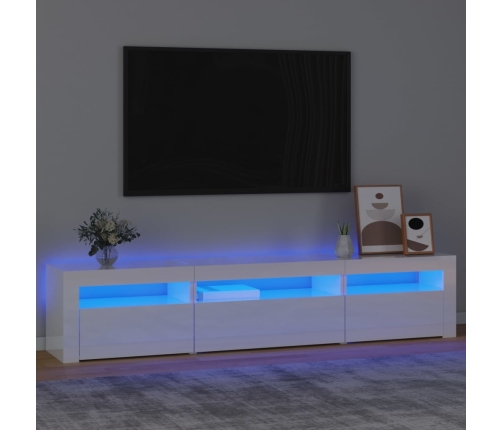 Mueble de TV con luces LED blanco brillante 195x35x40 cm