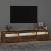 Mueble de TV con luces LED roble ahumado 195x35x40 cm