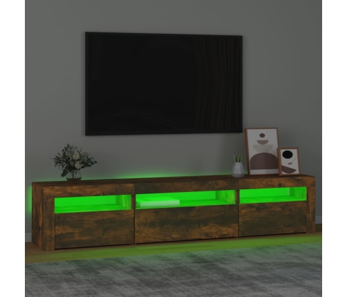 Mueble de TV con luces LED roble ahumado 195x35x40 cm