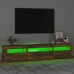 Mueble de TV con luces LED roble ahumado 195x35x40 cm