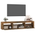 Mueble de TV con luces LED roble ahumado 195x35x40 cm