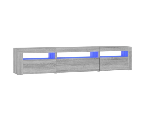 Mueble de TV con luces LED gris sonoma 195x35x40 cm