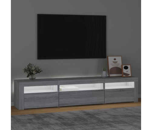 Mueble de TV con luces LED gris sonoma 195x35x40 cm