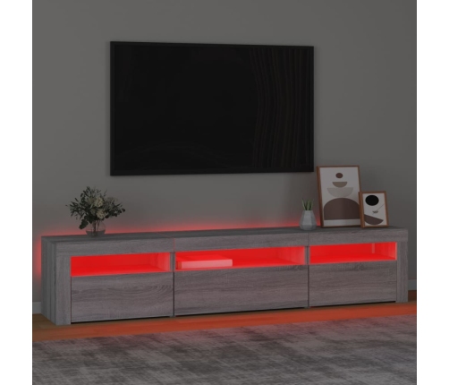 Mueble de TV con luces LED gris sonoma 195x35x40 cm