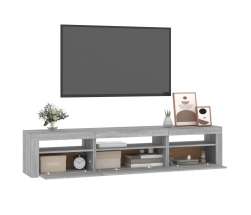 Mueble de TV con luces LED gris sonoma 195x35x40 cm