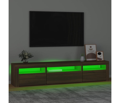 vidaXL Mueble de TV con luces LED marrón roble 195x35x40 cm