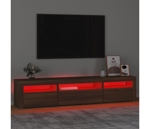 vidaXL Mueble de TV con luces LED marrón roble 195x35x40 cm