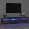 vidaXL Mueble de TV con luces LED marrón roble 195x35x40 cm