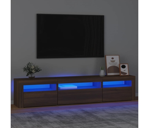 vidaXL Mueble de TV con luces LED marrón roble 195x35x40 cm