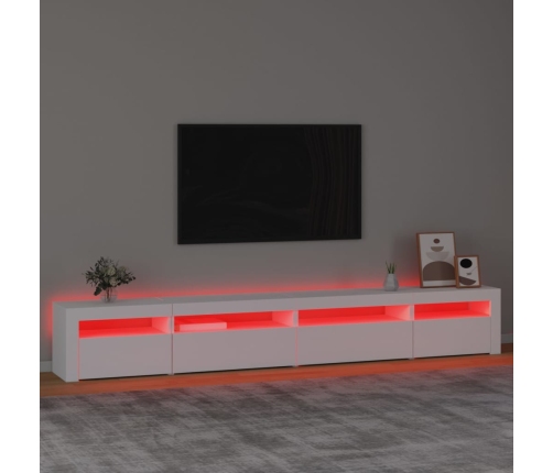 Mueble de TV con luces LED blanco 270x35x40 cm