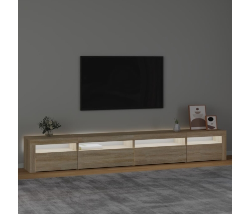 Mueble de TV con luces LED roble Sonoma 270x35x40 cm