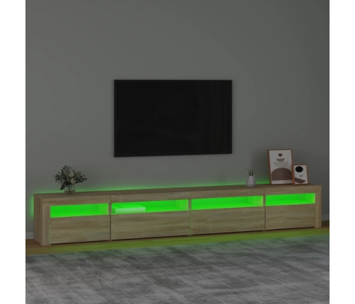 Mueble de TV con luces LED roble Sonoma 270x35x40 cm