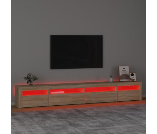 Mueble de TV con luces LED roble Sonoma 270x35x40 cm