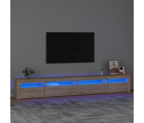 Mueble de TV con luces LED roble Sonoma 270x35x40 cm