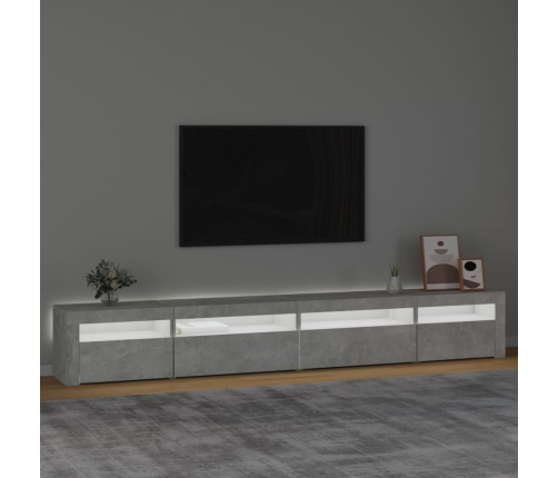 Mueble de TV con luces LED gris hormigón 270x35x40 cm