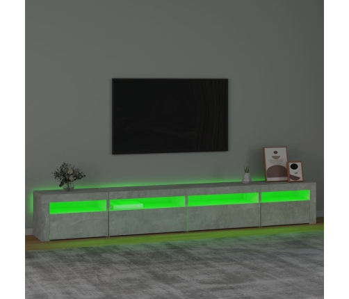 Mueble de TV con luces LED gris hormigón 270x35x40 cm