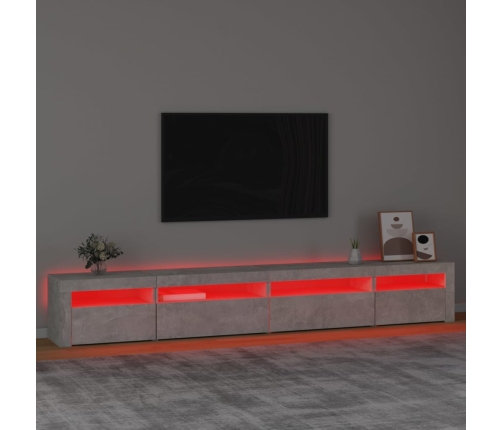 Mueble de TV con luces LED gris hormigón 270x35x40 cm