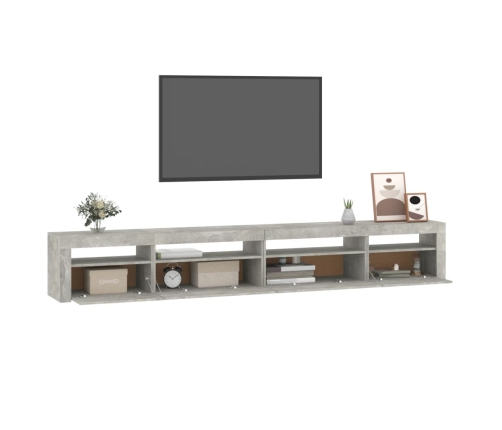 Mueble de TV con luces LED gris hormigón 270x35x40 cm