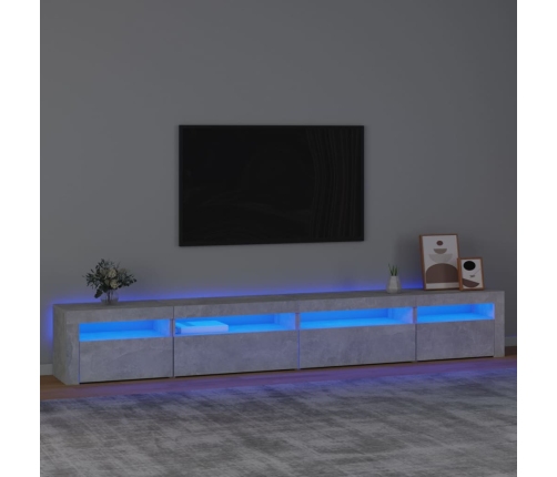 Mueble de TV con luces LED gris hormigón 270x35x40 cm