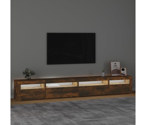 vidaXL Mueble de TV con luces LED roble ahumado 270x35x40 cm