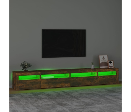 vidaXL Mueble de TV con luces LED roble ahumado 270x35x40 cm