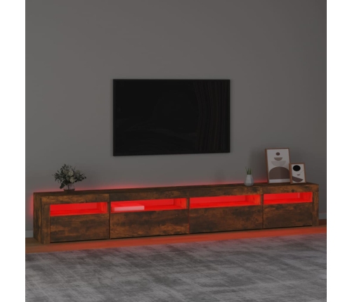 vidaXL Mueble de TV con luces LED roble ahumado 270x35x40 cm